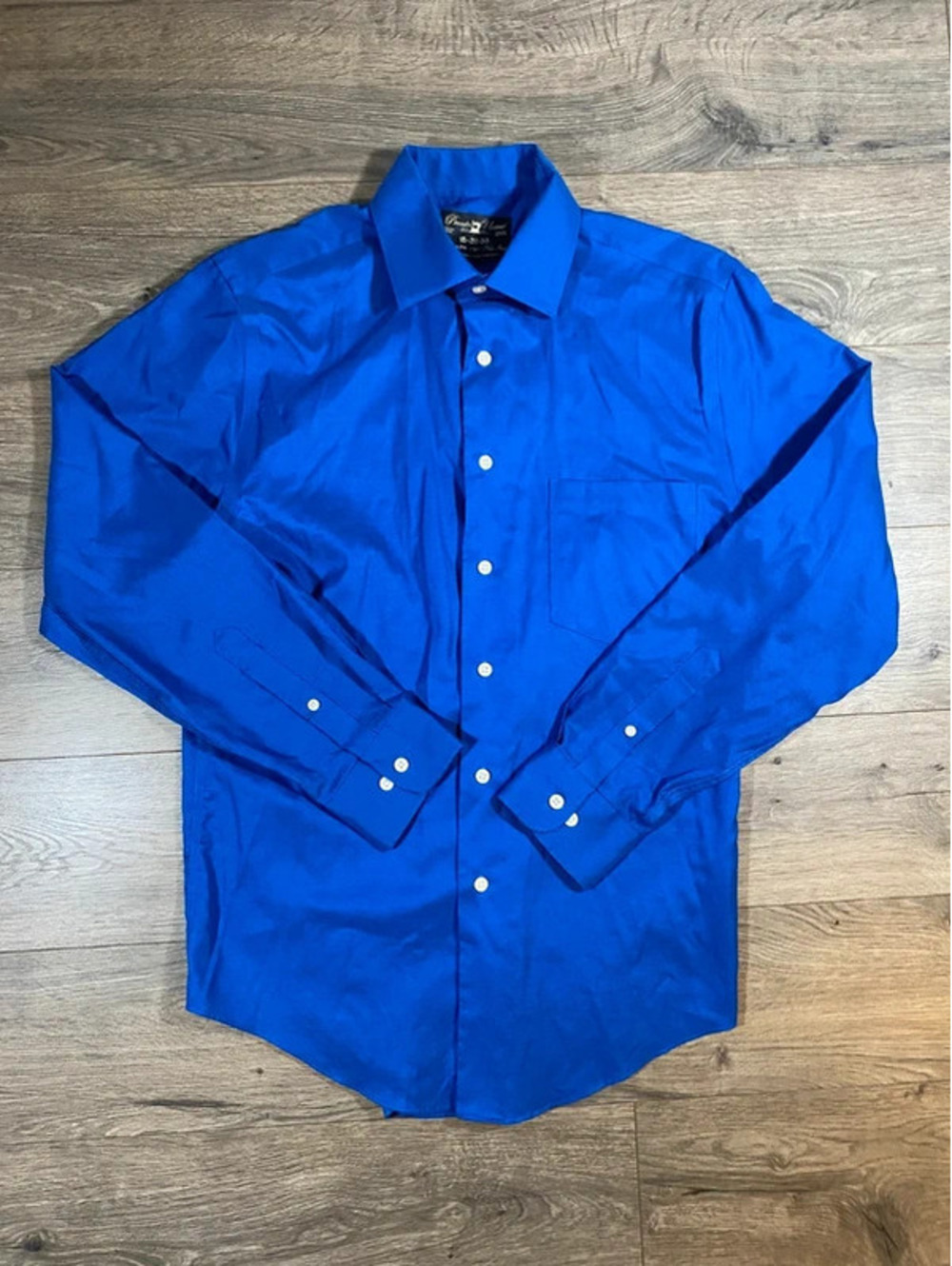 Pronto Uomo Mens 15 32/33 Royal Blue Modern Fit Non Iron Dress Shirt